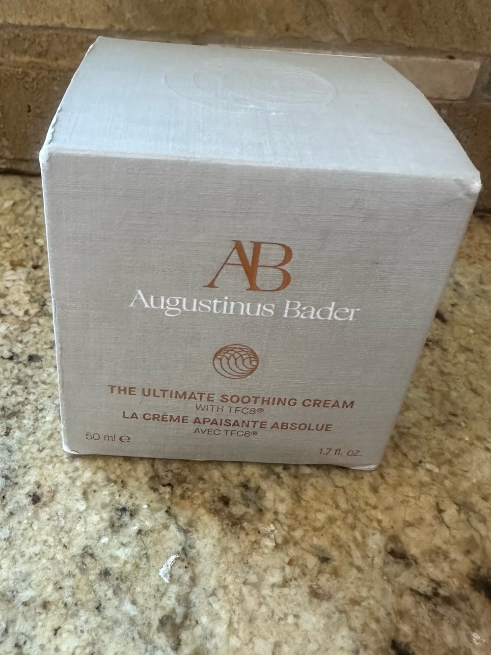 Skincare product box with cream description
